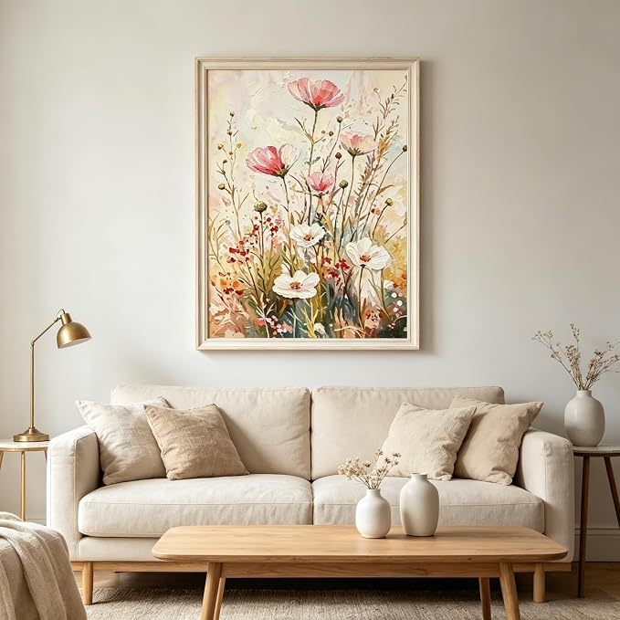 BYGFHLYW Vintage Wildflower Paint by Numbers Kit for Adults Beginners | Rustic Floral Easy Adult Paint by Number Kits On Canvas, DIY Acrylic Oil Painting Kits for Home Wall Decor 12x16Inch