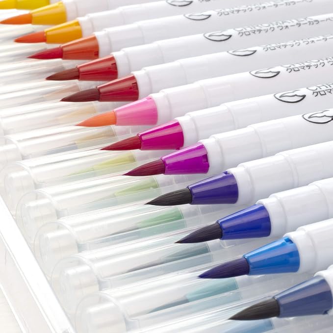 CHROMATEK 30 Watercolor Brush Pens | 15 Page Tutorial Pad & Online Video Series | Brush Tips | Vivid, Blendable Professional Artist Quality | 27 Colors | 3 Aquapens | Complete Water Color Painting Set