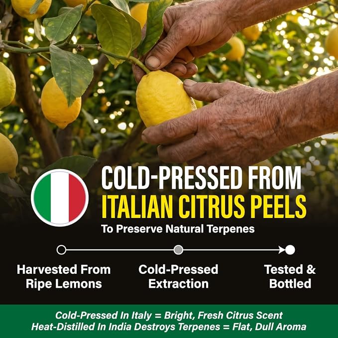 Kukka 100% Pure Lemon Essential Oil for Skin, Diffuser, 4 Fl Oz | Cold-Pressed Italian, Undiluted Lemon Oil for Diffuser, Aromatherapy, Cleaning, Household Use - GC-MS Tested