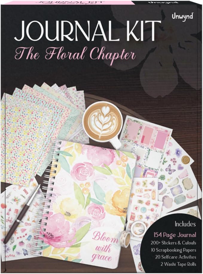 Unwynd Floral Chapter Journal Scrapbooking Starter Kit for Women Adult Teen
