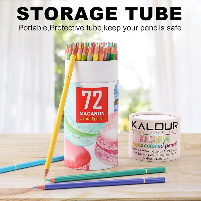KALOUR Macaron Pastel Colored Pencils,Set of 72 Colors,Artists Soft Core,Ideal for Drawing Sketching Shading,Coloring Pencils for Adults Kids Beginners