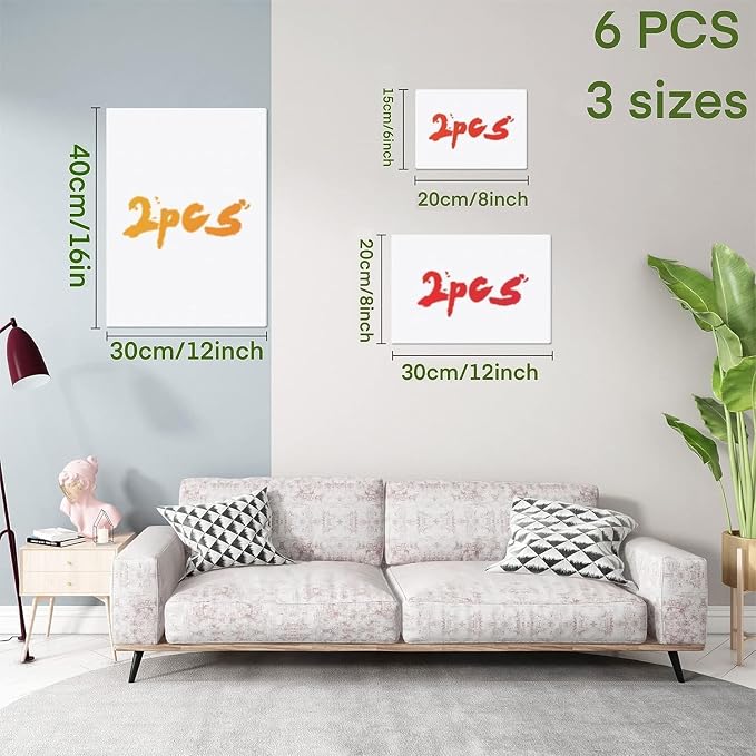 Canvases for Painting, 40x30, 30x20,20x15, 8 Set Canvas with Palette & Tape