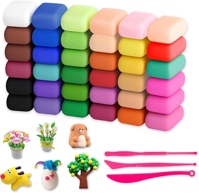36 Colors Air Dry Clay, Modeling Clay for Kids DIY Starter Kits, Model Magic, Non-Sticky,with Sculpting Tools, Great Gift for Children, Adults and Artists