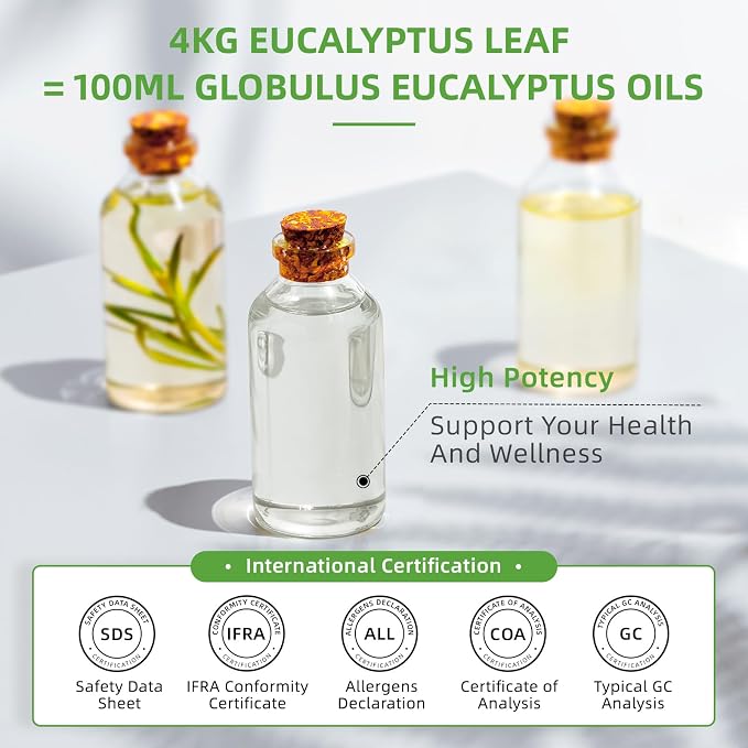 HIQILI Eucalyptus Essential Oil for Spray, Diffuser & Skin