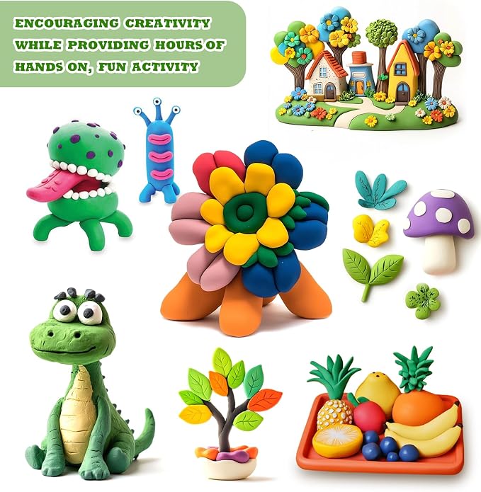 Air Dry Clay Kit - 48 Colors Air Dry Ultra Light Clay, Air Dry Clay for Crafting, DIY Molding Clay for Kids, DIY Clay Kit with Sculpting Tools, Decoration Accessories, Kids Art Crafts