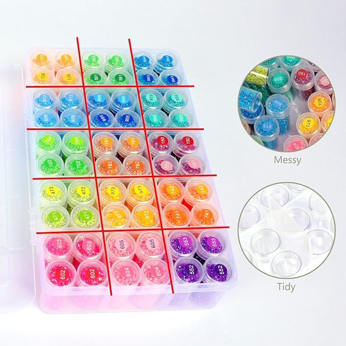 Diamond Art Storage, 2Pack 120 Bottle,Diamond Painting Storage Accessories Organizer Storage Case Containers (Beads not Included)