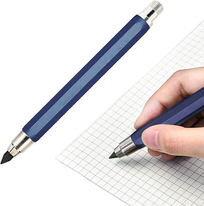 5.6mm Mechanical Pencil Lead Holder with Clip Metal Mechanical Clutch with Built-in Sharpener Automatic Graphite Pencil Lead Pencil For Construction, Draft Drawing, Crafting, Art Sketching