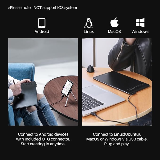 HUION Inspiroy H640P 6x4 inch Drawing Tablet 8192 Pen Pressure | Battery-Free Stylus, Tilt, 6 Hot Keys, Work with Mac/PC/Android, Digital Art for Beginner, Drawing, Writing, Design, Teaching