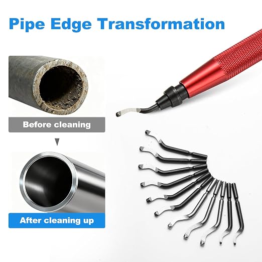 11 Piece High Speed Steel Blade Deburring Tool Set, For Metal Aluminum, Copper, Resin, PVC Pipe, 3D Printing, Wood Edge Treatment, High Quality Metal Handles, Deburring Manual Chamfering, Reamer Tools