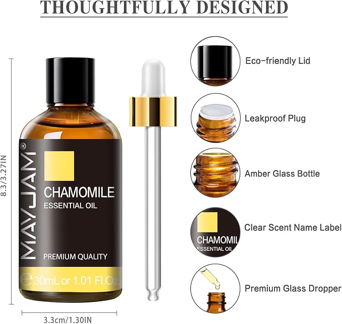 MAYJAM Chamomile Essential Oil for Diffuser Soap Candle Making, 1.01fl.oz
