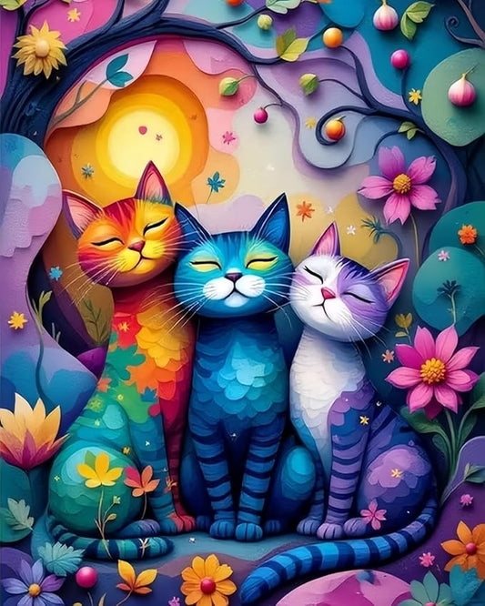 Paint by Numbers Kit for Adults, Colorful Cat Paint by Number for Adults | Acrylic Adults' Paint-by-Number Kits, DIY Easy Paint by Number Adult Canvas for Home Wall Art Decor, 16X20 inch