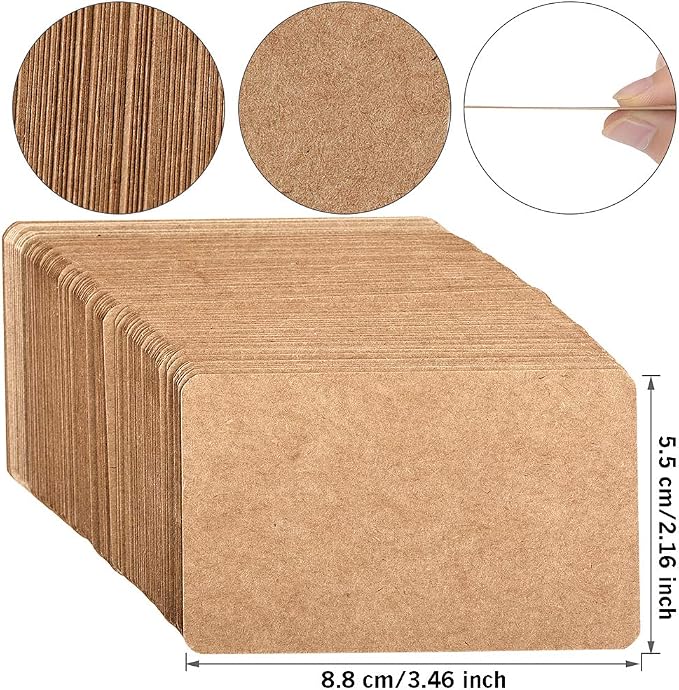 Nettbe 100pcs 3.54"x2" Blank Kraft Paper Business Card, Words Message Notes paper Tags, Mini Craft Cardboard Festival gifts