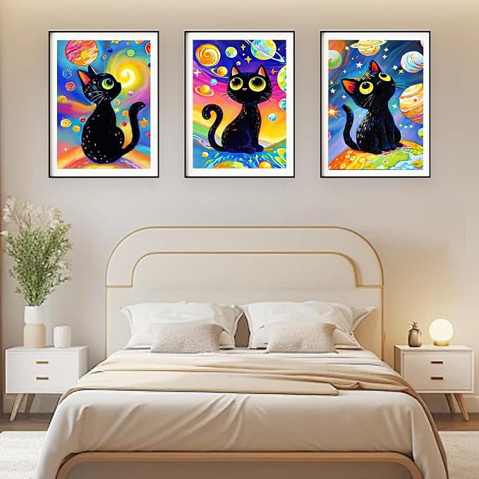 DOZEEZOP 6-Pack Diamond Art Kit for Adults, 5D Diamond Painting 12x16 Inch | Cat pictures, Full Round Drills, Home Wall & Shelf Decor, Beginner-Friendly DIY Craft, Stress Relief, All-Occasion Gift
