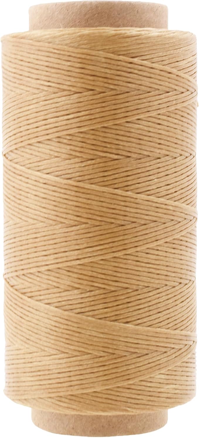 Mandala Crafts 210D 1mm Natural Flat Waxed Thread for Leather Sewing