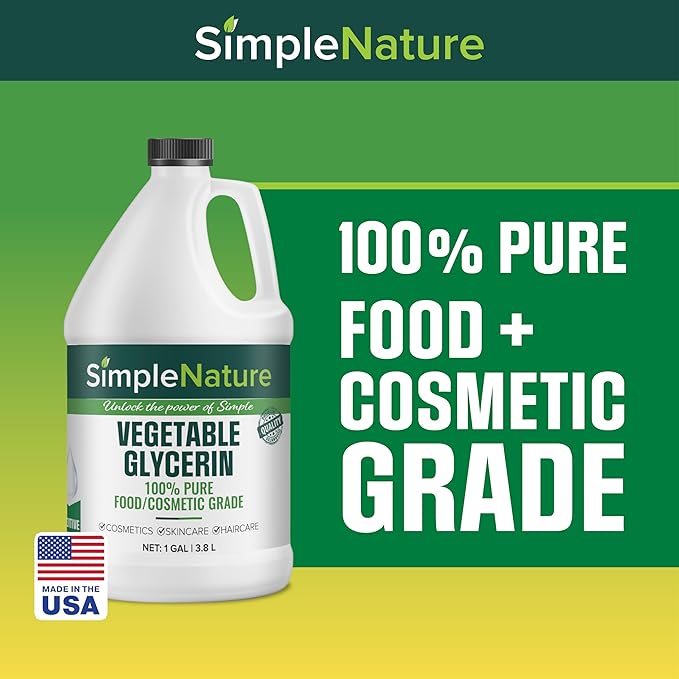 SimpleNature 100% Pure Vegetable Glycerin - 4 Gallons - Natural Pure Food/Cosmetic Grade for Skincare, Haircare, Cosmetics, Soapmaking, Crafts - Softening & Moisturizing Multipurpose Humectant