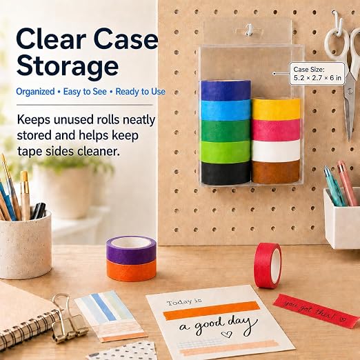 Colored Masking Tape 1 Inch, 12 Rolls, 12 Colors, 264 Total Yards