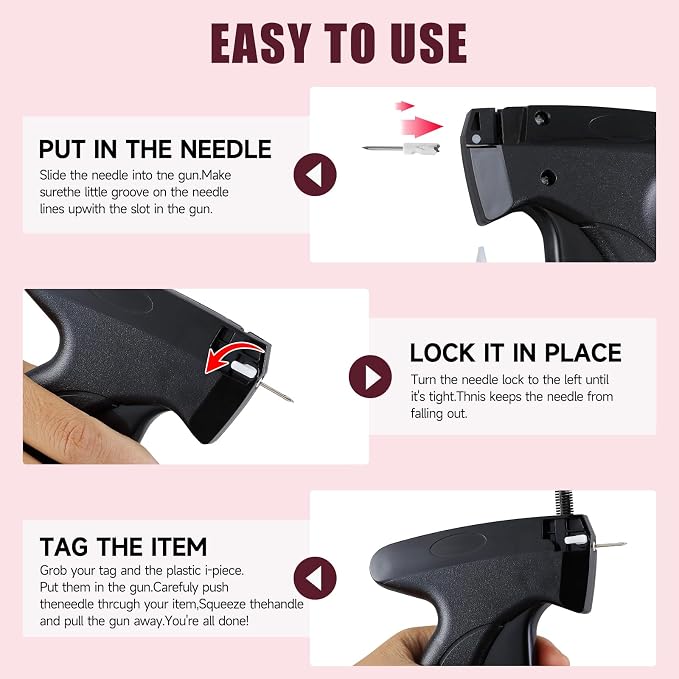 Black Quick Stitch Sewing Gun - Includes 6 Mini Needles and 4000pcs Fasteners (2000 Black & 2000 White) Clothing Stitch Gun Quick Stitchy Sewing Kit