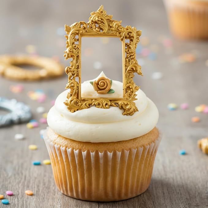 Silicone Frame Chocolate Molds, Vintage Ornate Picture Frame Fondant Molds, for Resin Casting Crafts Cake Decoration Set of 4