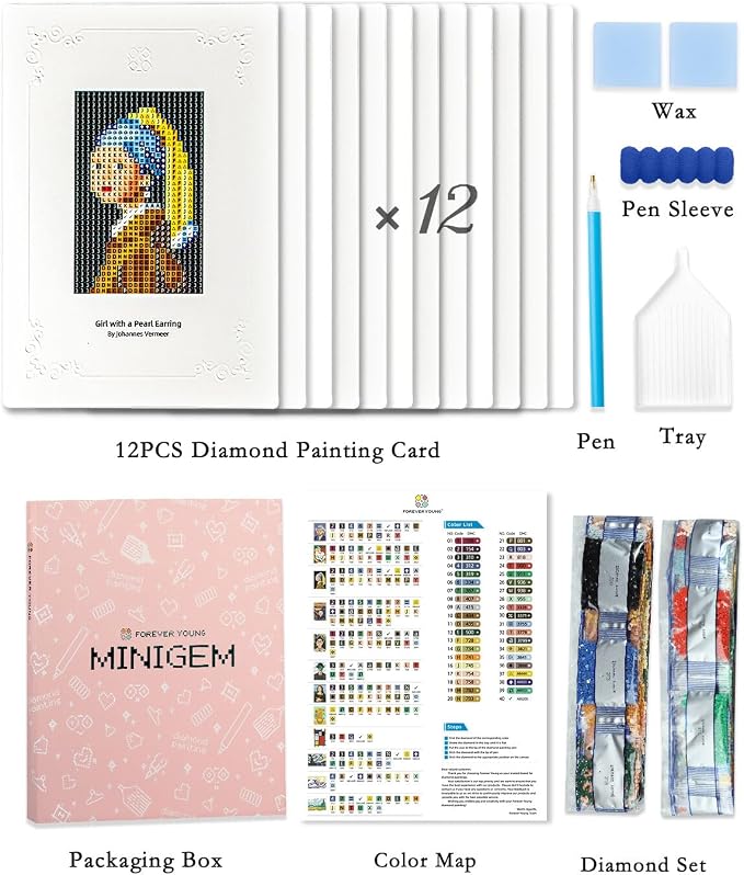 forever young Minigem Classic Diamond Art Kits, 5x7 Inch Postcard-Style