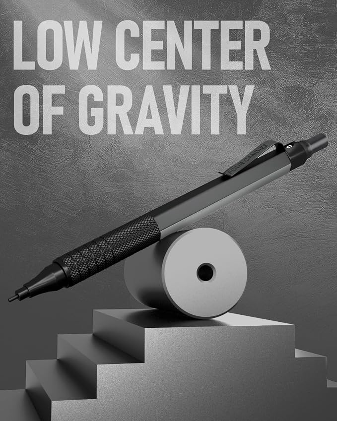 Four Candies Metal Mechanical Pencil Set with Case, 0.9mm, 3PCS, Black