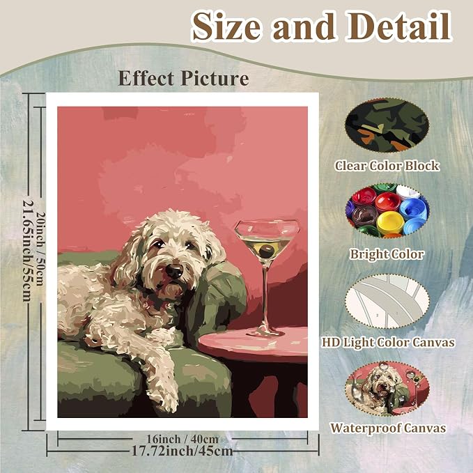 Dog Paint by Number for Adults, Paint by Numbers Kit for Adults 16x20 Inch