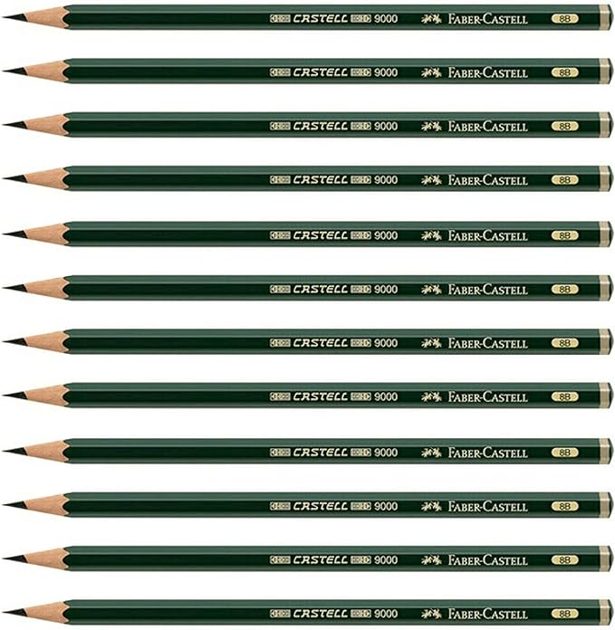 Faber-Castell Castell 9000 Graphite Pencils, 8B Pre-Sharpened for Sketching, Shading, and Drawing, Box of 12