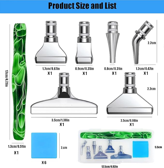 Heyseri 14pcs Diamond Art Accessories and Tools Ergonomic Diamond Art Pens Exquisite Metal Diamond Painting Pen Tips and 6 Glue Clay,Comfort Grip