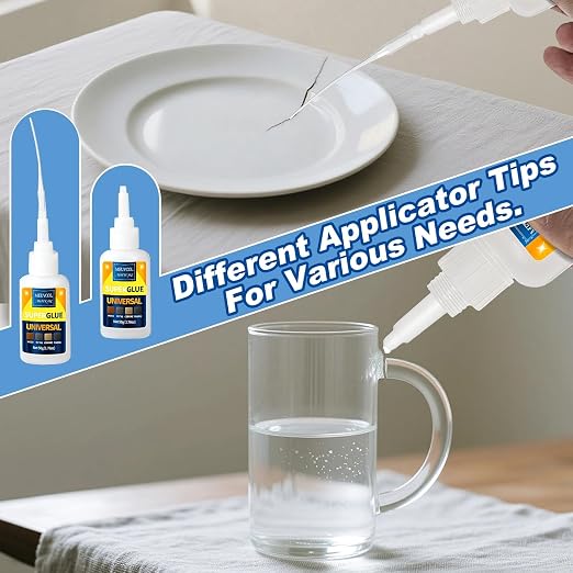 Meuvcol Super Glue All Purpose 100g - Instant & Waterproof Superglue for Plastic, Ceramic, Wood, Shoe, Glass, Leather, Rubber, Shoe Ca Glue - Strong & Clear Liquid Cyanoacrylate Adhesive, 6 Nozzles