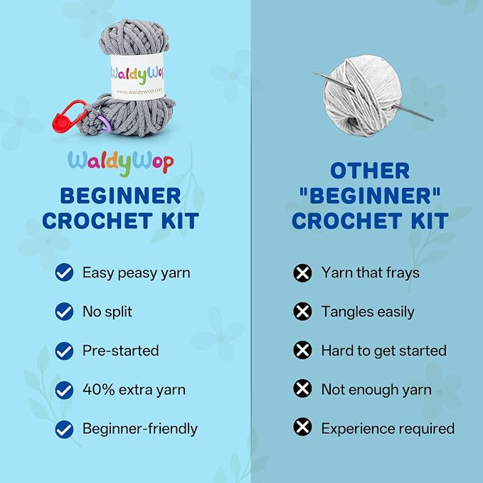 WaldyWop Crochet Kit for Beginners: 3 Animal Bookmarks Craft Kit,Women Gift