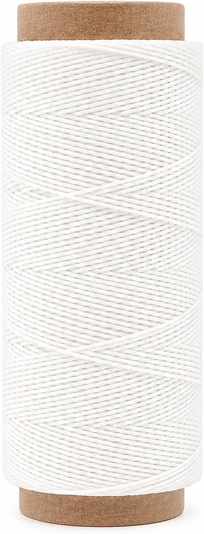 Mandala Crafts 50M 1mm White Round Waxed Thread for Leather Sewing