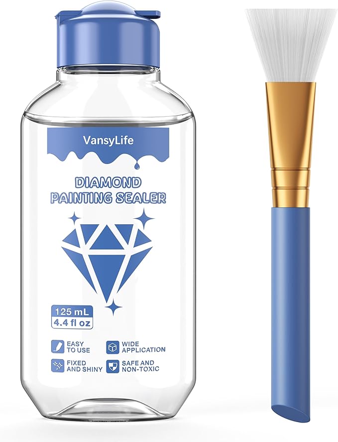 VansyLife Diamond Painting Sealer with Soft Bristle Brush (125mL)