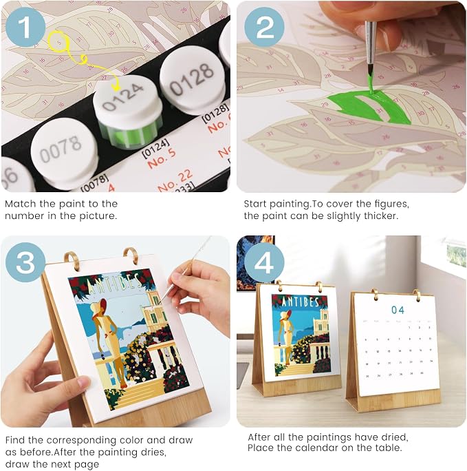 Lnjsipam Paint by Numbers Calendar 2027 - Travel Paint with Number for Gift | Travel Paint by Numbers Calendar, Easy DIY Calendar, Unique Gift for New Year, Travel Paint by Number Kit for Adults