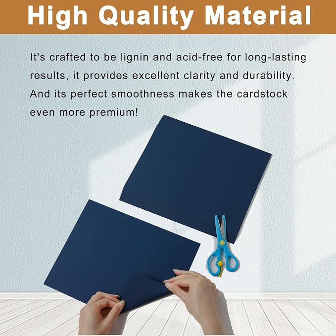 Silunkia 100 Sheets Navy Blue Cardstock 5 Assorted Size 75lb