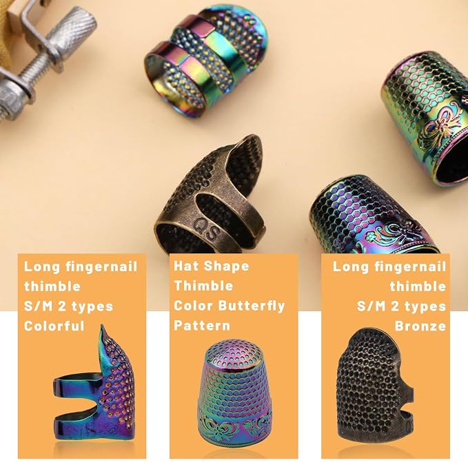 ZMAAGG Thimbles for Hand Sewing, 6 PCS Sewing Thimble, Metal Thimble