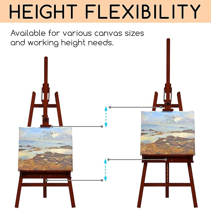 MEEDEN Large Painting Easel Stand: Solid Beech Wood Studio Easel for Adults | A-Frame Artist Easel for Painting - Studio Easel with Holder - Wooden Easel Stand for Sign Display, - Holds Canvas up to 48"