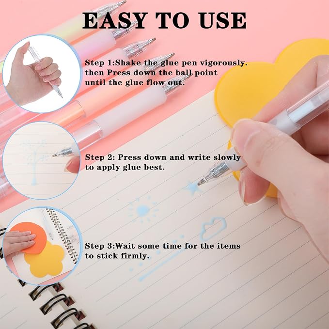 Quick Dry Glue Pen 24Pcs Ballpoint Roller Glue Pen Tacky Pens, 18