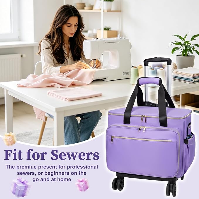 Anitor Rolling Sewing Machine Case with Wheels and Removable Bottom Padding