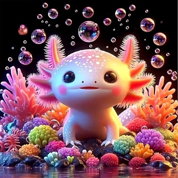 Cute Axolotl Diamond Art Kits for Adults,Diamond Painting Kits 14X14In