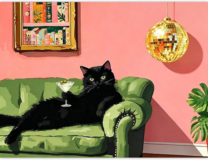 PHANTASYART Black Cat Paint by Numbers Kit for Adults 16x20inch | Paint by Number Adult, Funny Canvas Paint by Numbers for Adults, DIY Acrylic Adult Paint by Number Kits on Canvas