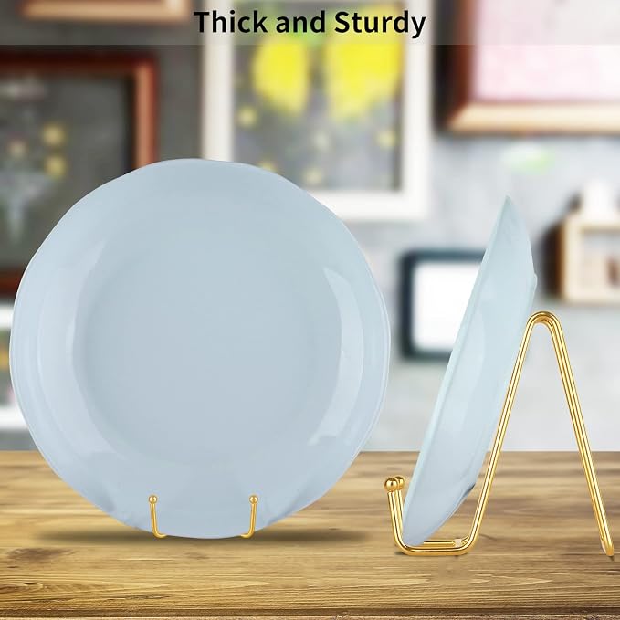 IBosins 5-Pack 4-Inch Plate Holder Display Stands Gold Metal Frame Stand