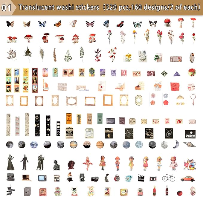Draupnir 800pcs Vintage Junk Journal Supplies,Scrapbook Supplies Scrapbooking Paper and Stickers Ephemera for Art Aesthetic Journaling Kit Collage