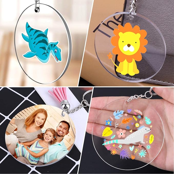 Acrylic Keychain Blanks, Audab 30PCS Bulk Acrylic Circles Clear Disc Ornaments Blanks with Hole for Vinyl, DIY Keychain and Craft Project (3 Inch, 30 Pcs)