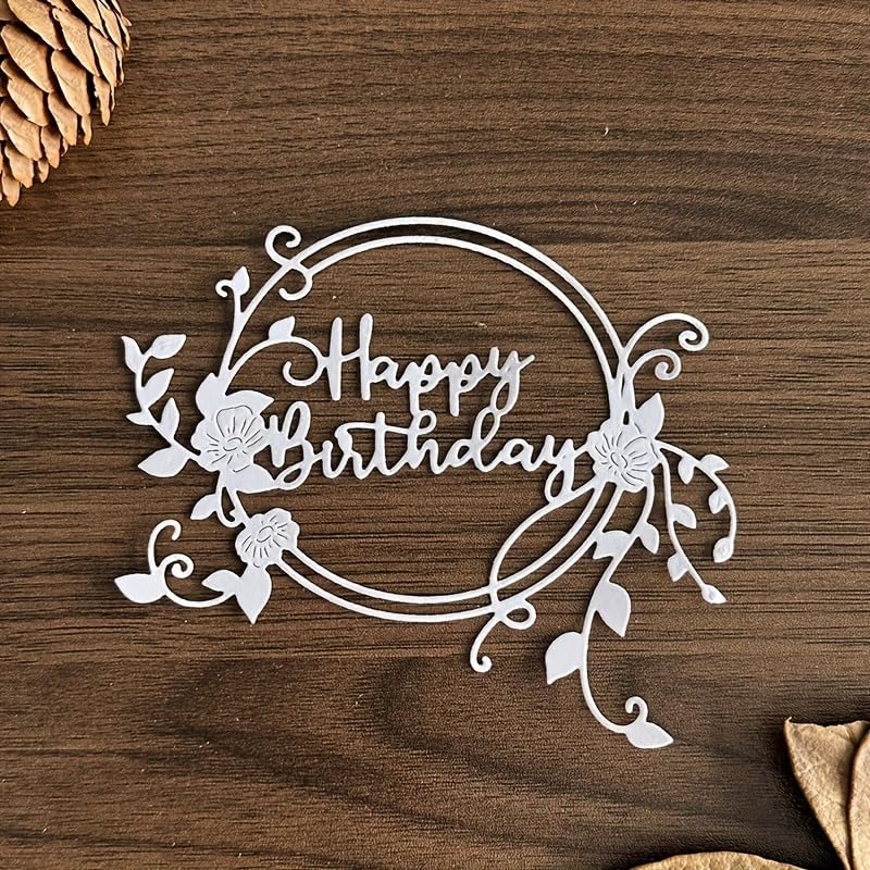 Lapoo Words Cutting Die for Scrapbooking - Durable, Cut Stencils for DIY Scrapbook Photo Album Decorative Paper Card, Card Making Supplies Party Wedding Decorations (Happy Birthday 4.1 x 3.3 in)
