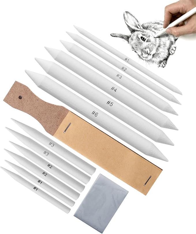 Mr. Pen - 14 Pack of Blending Stumps, Art Eraser, Blending Sticks for Drawing, Shading Pencils for Sketching | Tortillions Paper Art Blenders with Sandpaper Sharpeners & Kneaded Eraser for Beginner Art, Paper Stumps for Shading