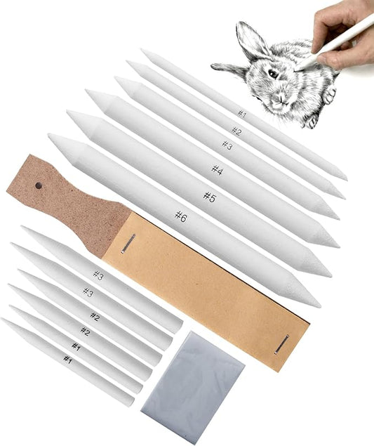Mr. Pen - 14 Pack of Blending Stumps, Art Eraser, Blending Sticks for Drawing, Shading Pencils for Sketching | Tortillions Paper Art Blenders with Sandpaper Sharpeners & Kneaded Eraser for Beginner Art, Paper Stumps for Shading