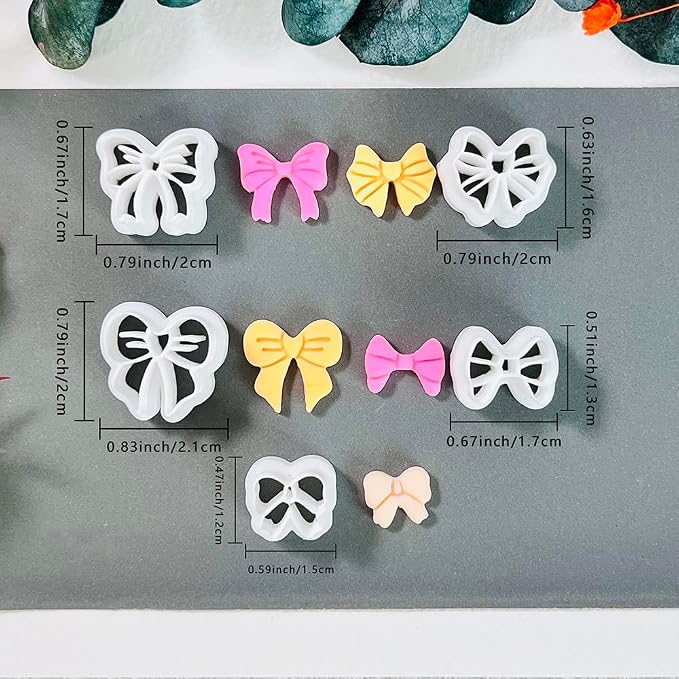 Xaekicr Polymer Clay Cutters Bow Set – 5PCS Cute Bow Clay Cutters for Polymer Clay Jewelry, Sweet Ribbon Clay Earring Cutters Shapes, DIY Clay Tools for Earrings, Charms and Crafts