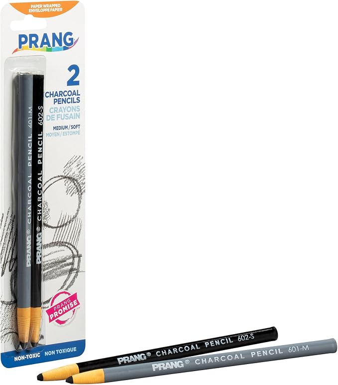 Prang Charcoal Pencils, Medium & Soft Core, 2 Count