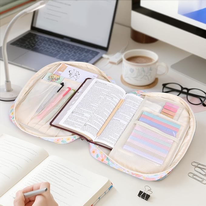 XKDOUS Bible Cover Case for Women Bible Bag Journaling Kit w/Study Supplies