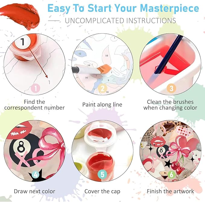 WUDWL Pink Bow Paint by Numbers Kit for Adults, Color By Numbers for Adults | Coquette Decor Painting by Number On Canvas, Paint Number Artist Funny Without Frame DIY, Home Wall Decor, 12x16in