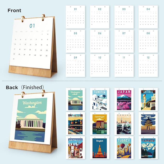 Lnjsipam Paint by Numbers Calendar 2027 - Travel Paint with Number for Gift | Travel Paint by Numbers Calendar, Easy DIY Calendar, Unique Gift for New Year, Travel Paint by Number Kit for Adults